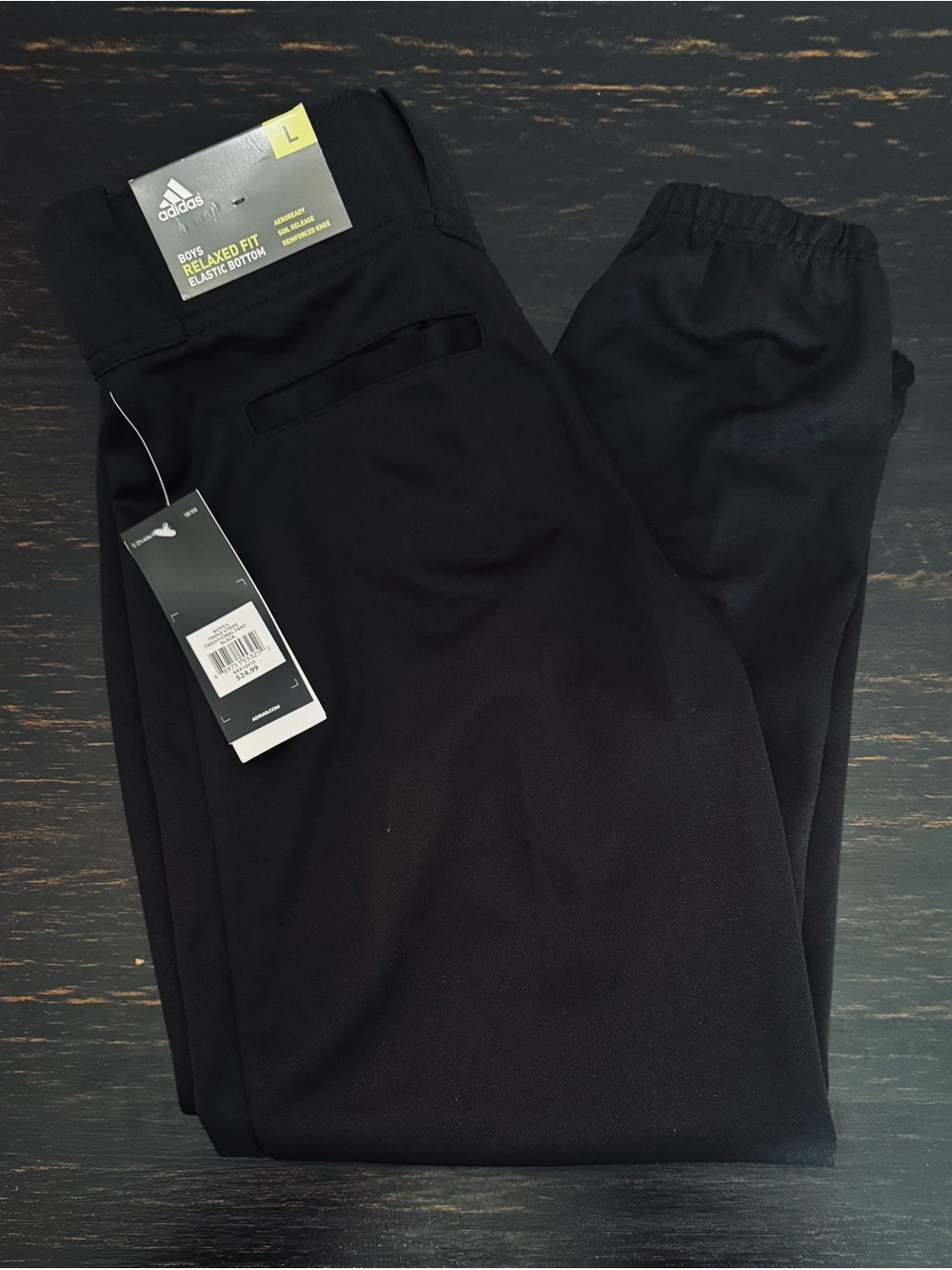 Adidas Aeroready baseball pants featuring a relaxed fit elastic bottom Youth L